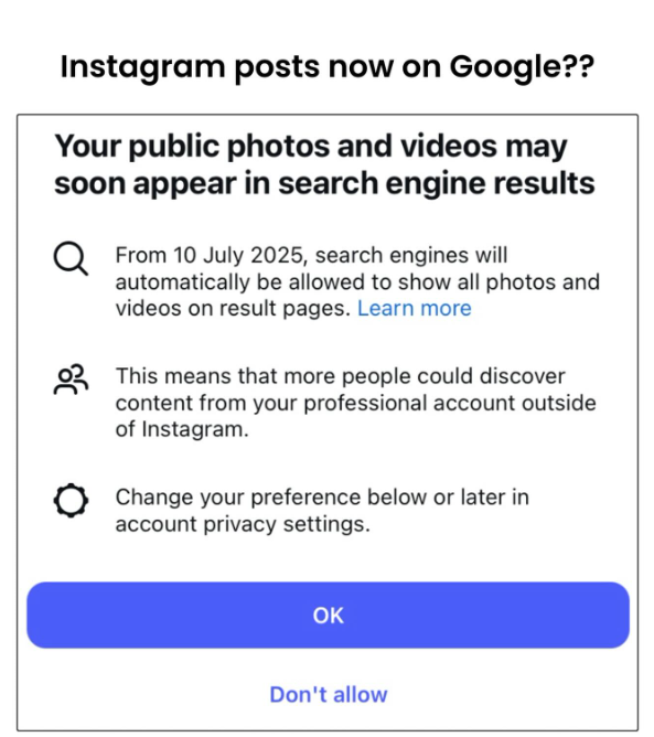 Instagram posts now on Google - updates from 10 July