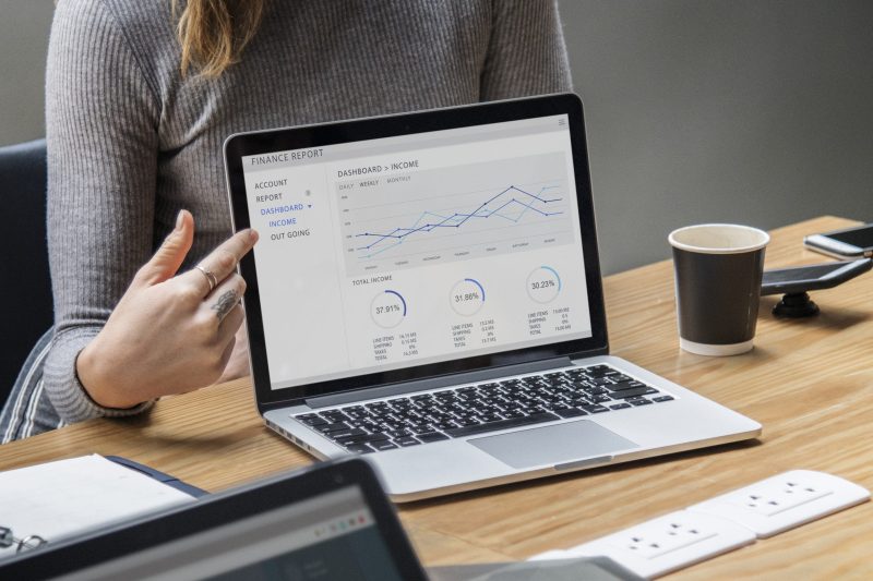 Business presentation on a laptop screen